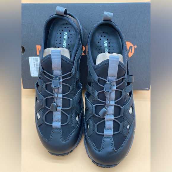 Size 9.5 M Merrell Men Hydrotrekker Synthetic Sieve Sandals Black Grey Medium